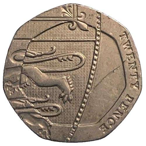 2015 United Kingdom 20p Elizabeth II 5th portrait, Royal Shield