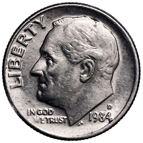 1984 USA Roosevelt Dime D 17,9mm copper-nickel clad