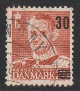 Denmark Wavy Lines & King Frederik IX Surcharged 1955