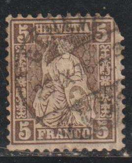 Switzerland Helvetia 5c New Design Value in Corners White Paper 1862