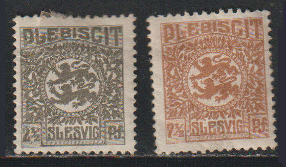 Germany Slesvig 2 x Danish-German edition 1920 Stamps