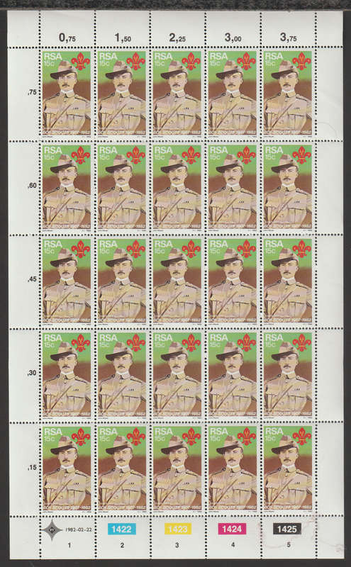 South Africa UMM Fullsheet The 75th Anniversary of Boy Scout Movement 1982