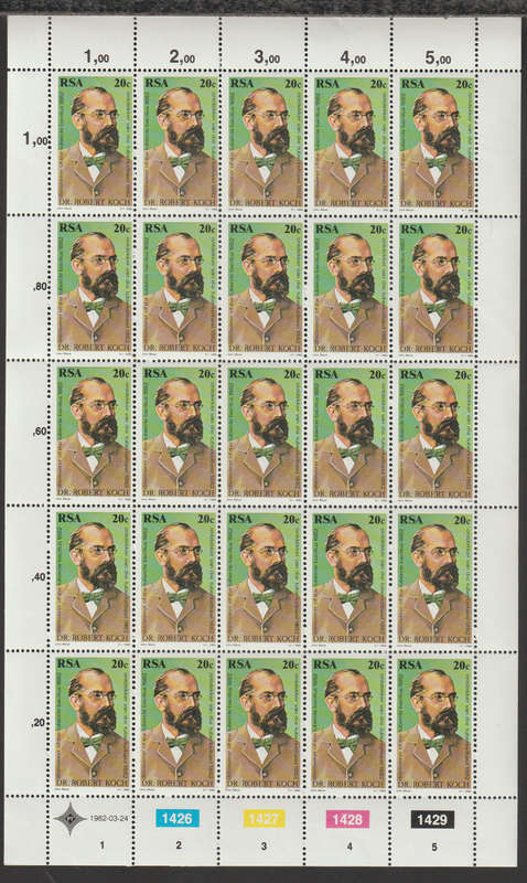 South Africa UMM Fullsheet The 100th Anniversary of the Discovery of Tubercle Bacillus 1982