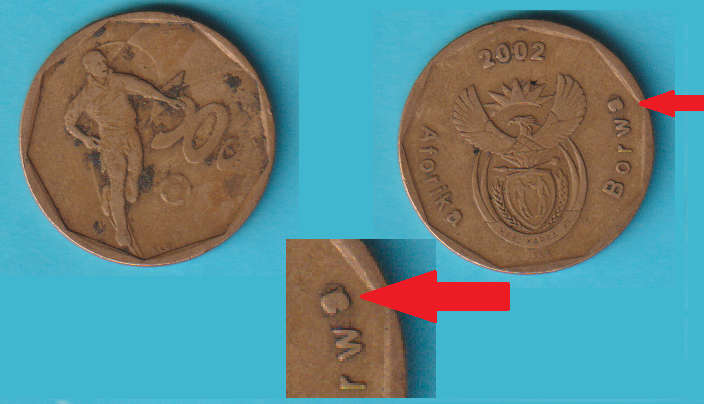 ERROR South Africa Soccer 50c 2002