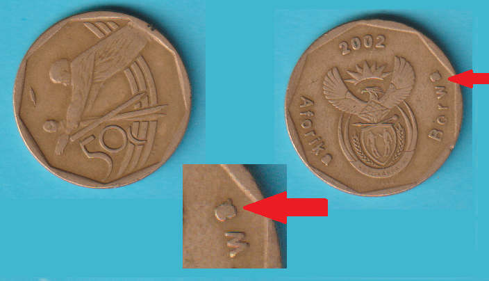 ERROR South Africa Cricket 50c 2003