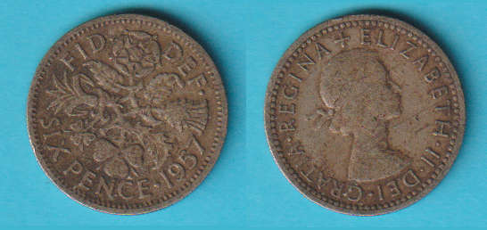 Great Britain 6 Pence 1957