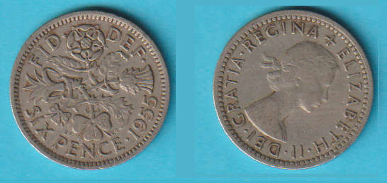 Great Britain 6 Pence 1955