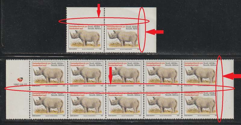 South Africa Rhino 1997 UMM Rare Imperforated Block of 10 + 2