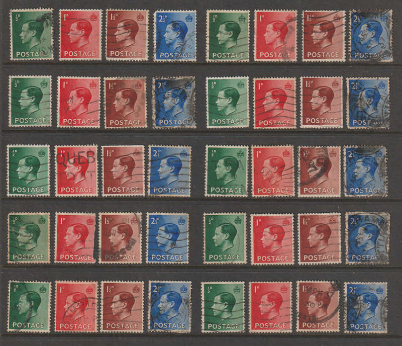 Great Britain 10 Sets King Edward VIII 1936 CV R280+ (Fine Used)