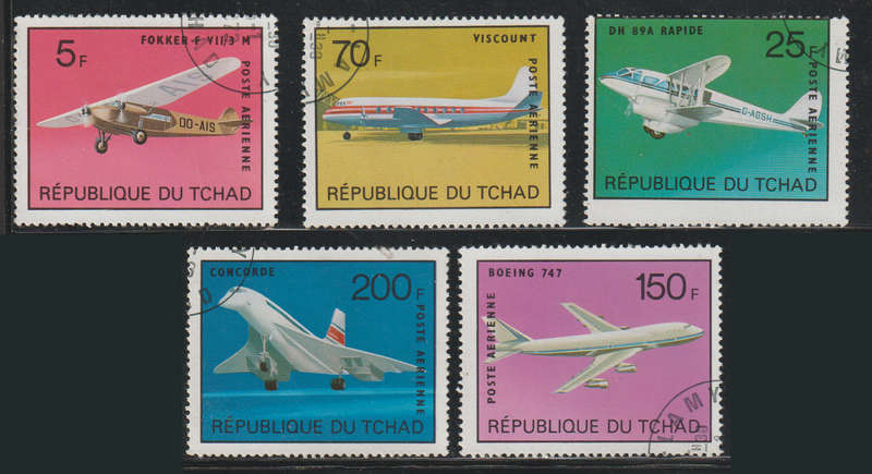 Chad Set Airmail Airplanes 1973 CV R280+
