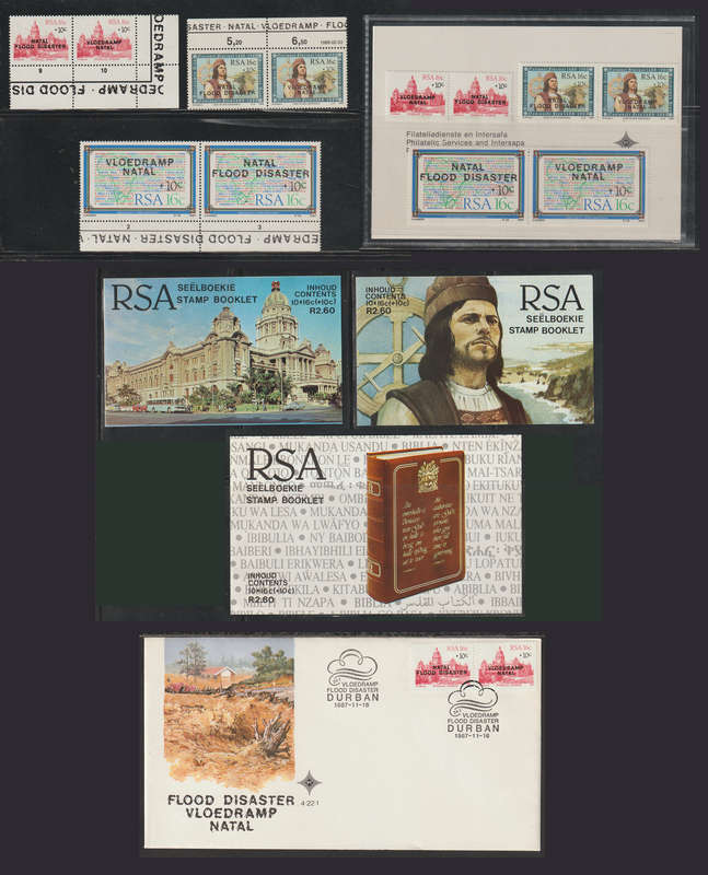South Africa 1987-88 Flood Disaster All Issued Singles Booklets and FDC (Rarely Found Together)
