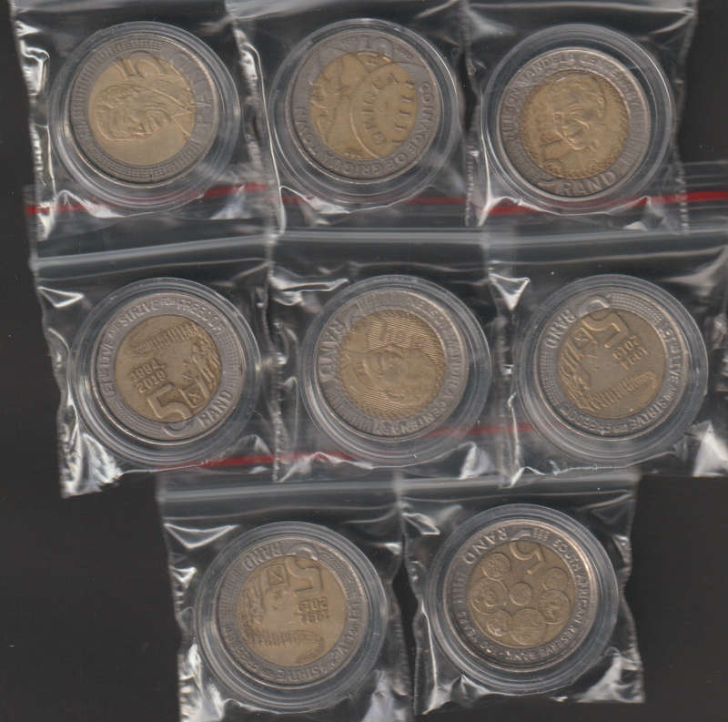 8 x R5 Coins All in Capsule Starts @ R7.50 Per Coin (Great Coins)