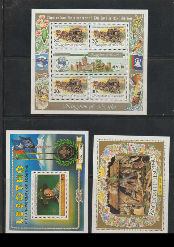 Lesotho 12 Minisheets UMM and CTO Starts @ R4.50 Each