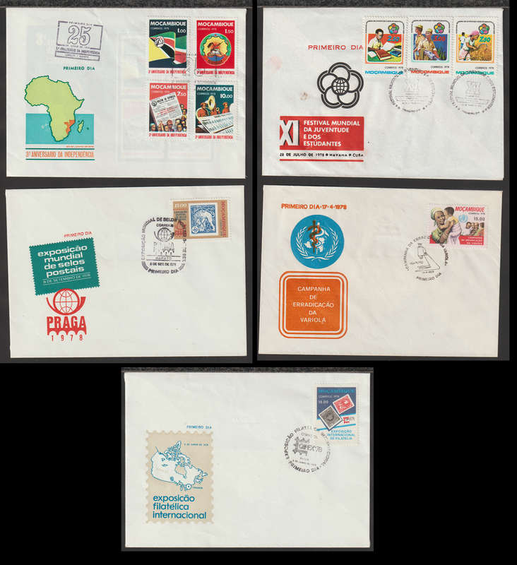 Mozambique 5 FDC`s With Sets