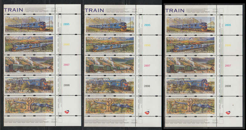 Face Value  R215-25 UMM Strips Inauguration of the Revived Blue Train Service 1997 Airmail Postcard