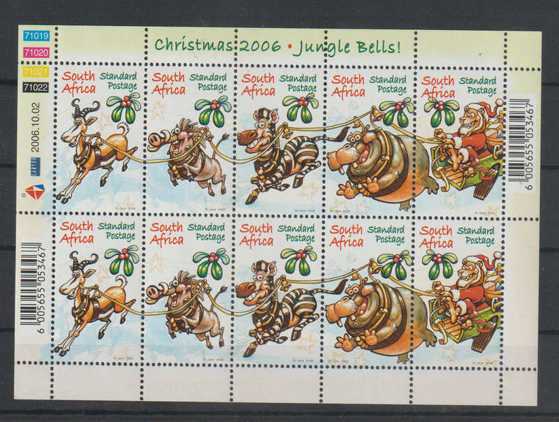 Face Value R68-00 UMM Sheetlit South African Christmas 2006 Standard Postage