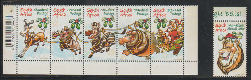 Face Value R48-00 UMM Strip and Single South African Christmas 2006