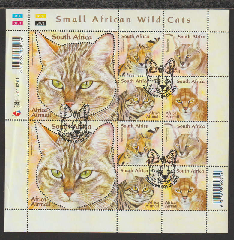 South Africa Fullsheet CTO Small African Cats 2011