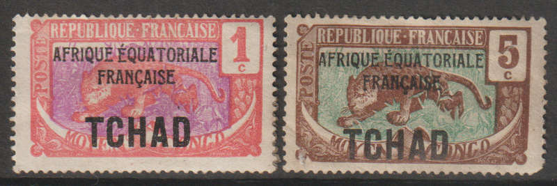 Chad Middle Congo Types Overprinted TCHAD 1922