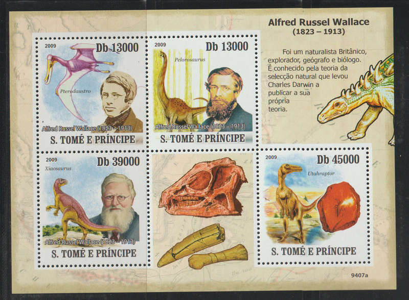 Sao Tome And Principe UMM Minisheet Dinosaurs & Alfred Russel Wallace 2009