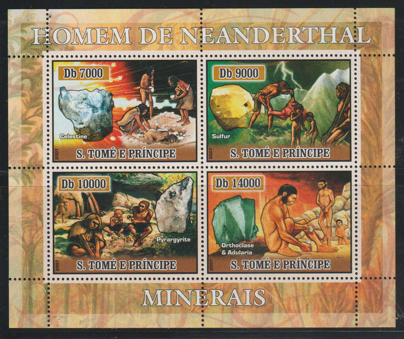 Sao Tome And Principe UMM Minisheet Minerals & Neanderthals 2007