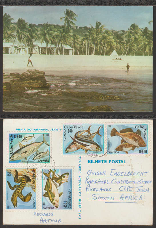Cape Verde Postcard With Full set Marine Life 1980