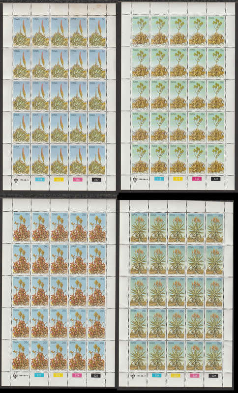 South West Africa UMM Set in Fullsheets Aloes 1981 CV R900