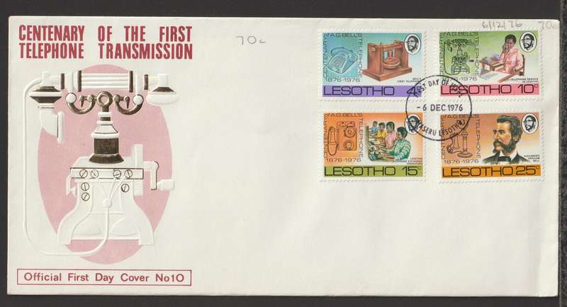 Lesotho FDC The 100th Anniversary of the Telephone 1976 CV R70+