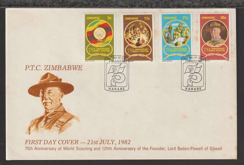 Zimbabwe FDC The 75th Anniversary of Boy Scout Movement 1982 CV R65+