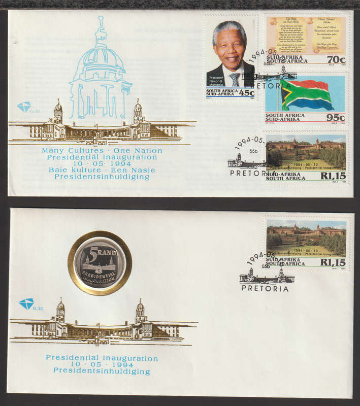 South Africa 1994 Mandela Inauguration FDC With Proof R5 (With Steps) and FDC 6.3b