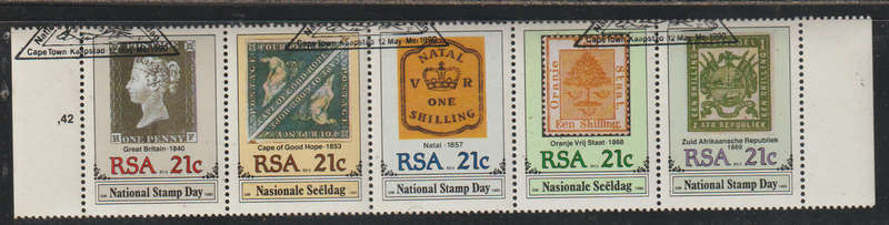 SA CTO Strip of 5 Stamps