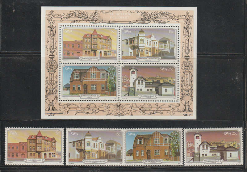 SWA UMM Minisheet and Singles Historic Buildings of Luderitz 1981