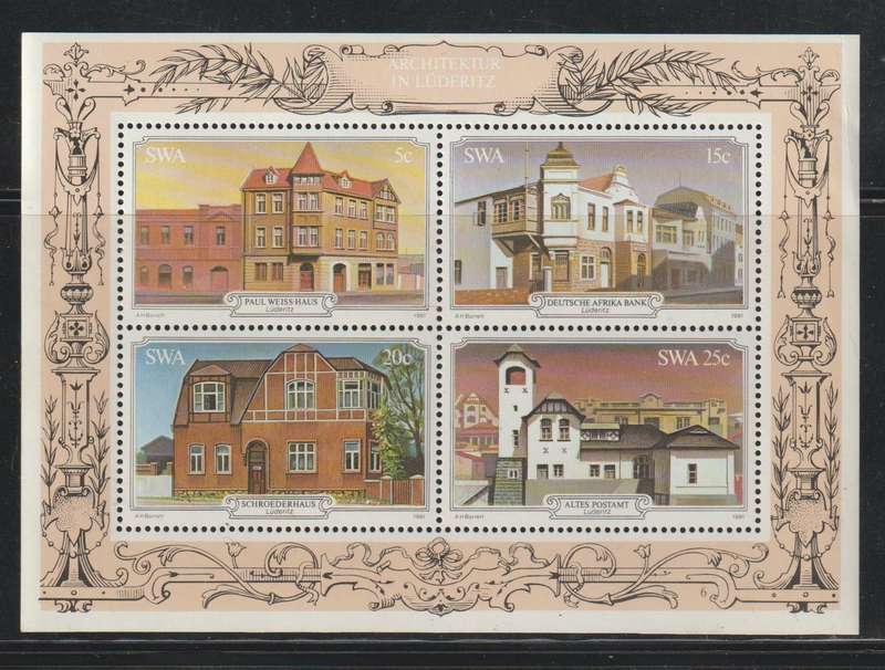 SWA UMM Mini Sheet Historic Buildings of Luderitz 1981 CV R45+