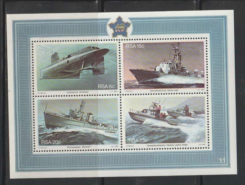 South Africa UMM Mini Sheet The 25th Anniversary of Simonstown as South African Naval Base 1982 CV R