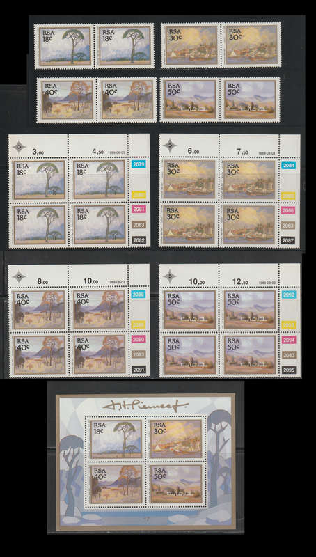 South Africa UMM Set and Minisheet Paintings by Jacob Hendrik Pierneef 1989 CV R320+