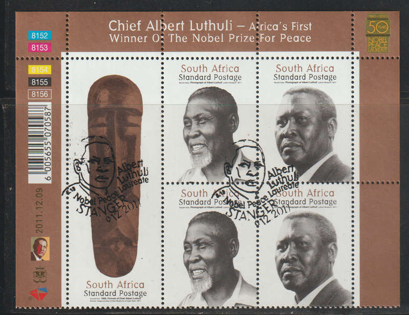South Africa CTO Minisheet Chief Albert John Luthili, 1898-1967 - Africa's First Winner of the Nobel