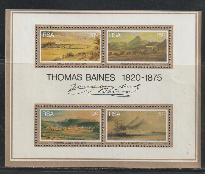 South Africa UMM Minisheet The 100th Anniversary of the Death of Thomas Baines, Painter 1975
