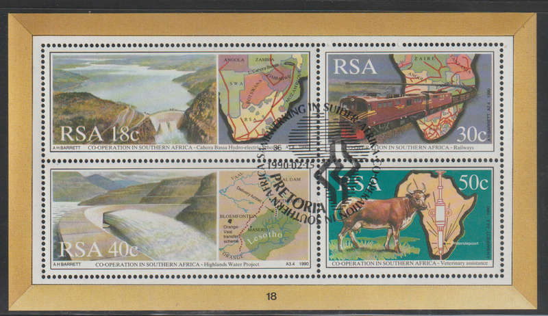 South Africa CTO Minisheet Co-operation in Southern Africa 1990