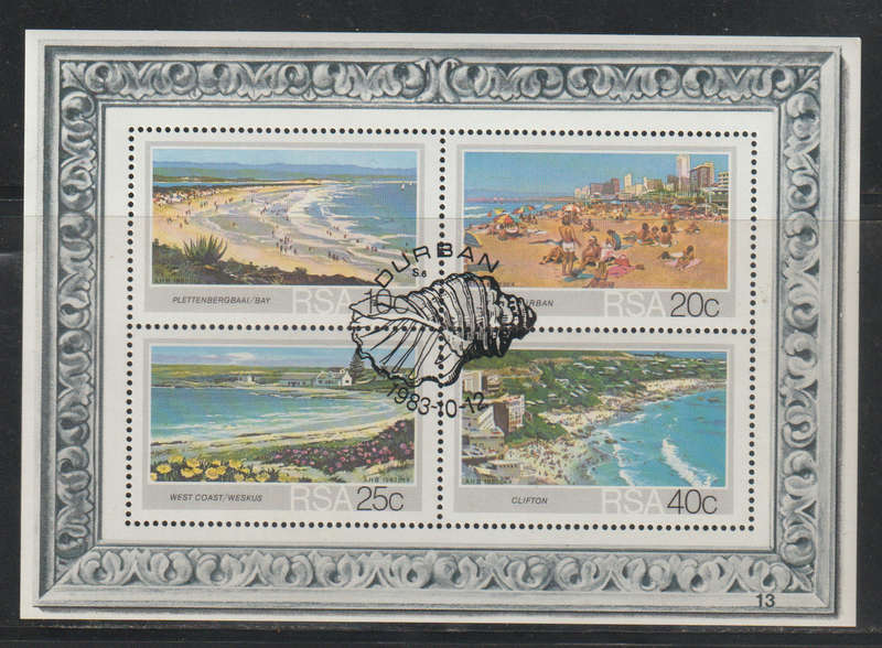 South Africa CTO Minisheet  Tourism Beaches 1983