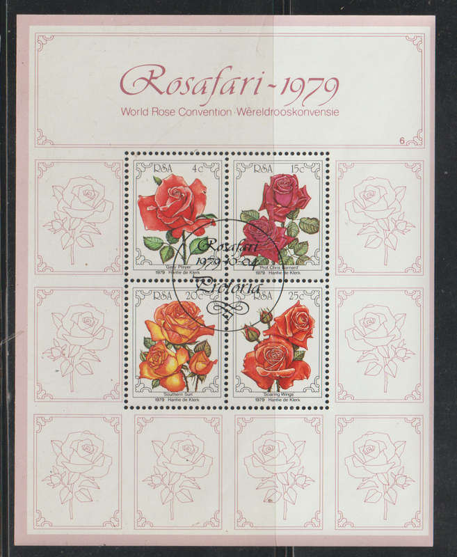 South Africa CTO Minisheet Rosafari 1979 World Rose Convention, Pretoria 1979