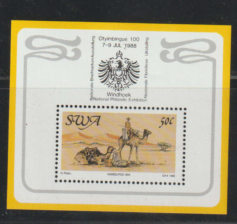 S.W.A. UMM Minisheet The 100th Anniversary of Postal Service in South West Africa 1988