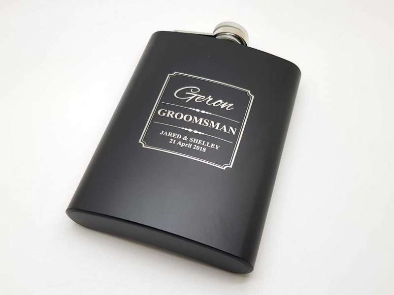 Black Personalised Hip Flasks 8oz (240ml) including engraving