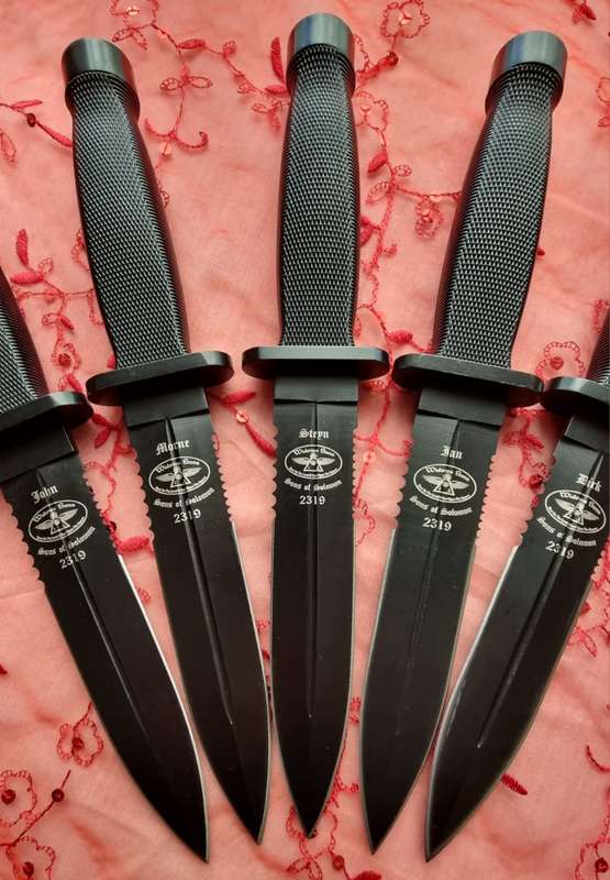 Black Full Metal Dagger with Sheath and Engraving