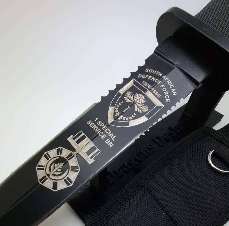 Black Full Metal Dagger with Sheath and Engraving