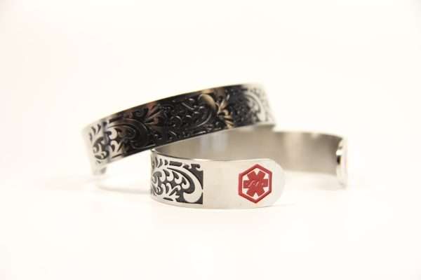Black Leaf Medic Alert Cuff