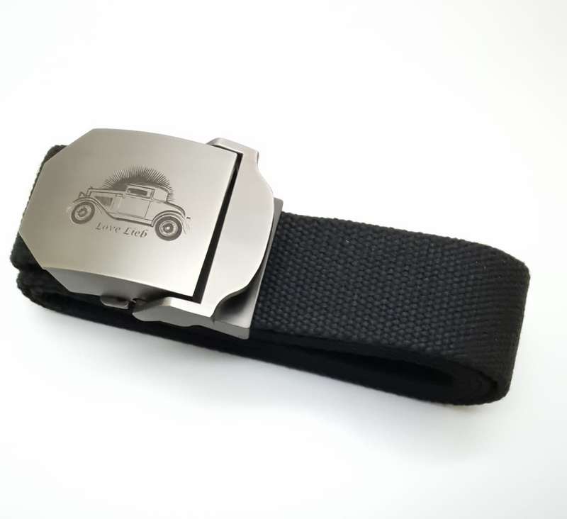 Canvas Belt with Custom Engraved Buckle