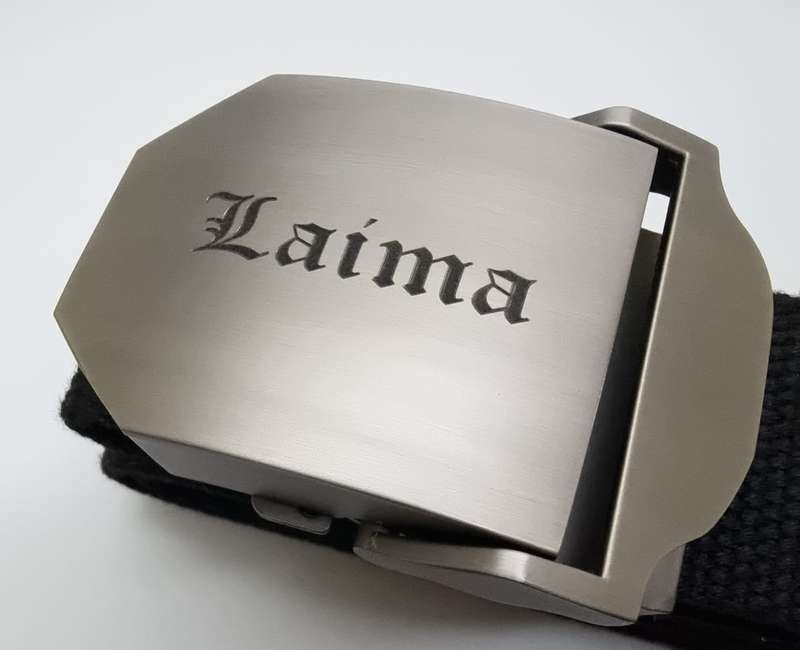 Canvas Belt with Custom Engraved Buckle