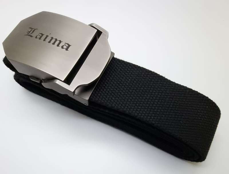 Canvas Belt with Custom Engraved Buckle
