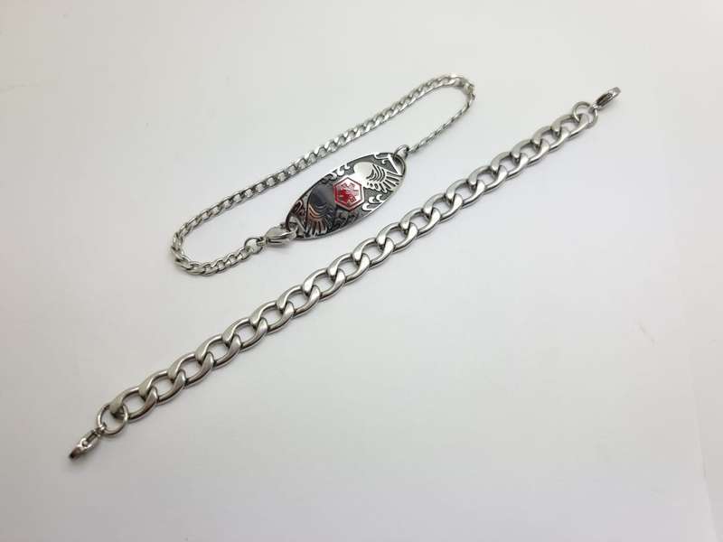 Mini Red and Gold Stainless Medical ID Tag Bracelet & Chain