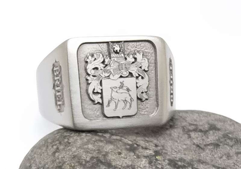 Stainless Steel Custom Engraved Family Crest Rings